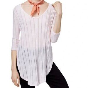 We The Free Astoria Hacci Pink 3/4 Sleeves High Side Slit Tunic Free People Med